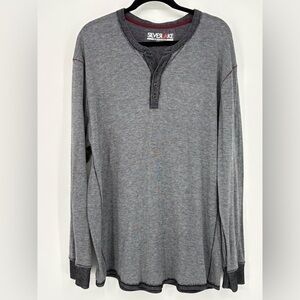SILVERLAKE Shirt Textured Gray Long-Sleeve Henley Mens XL